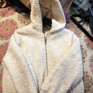 F21 Zip Up Puffy Fuzzy jacket